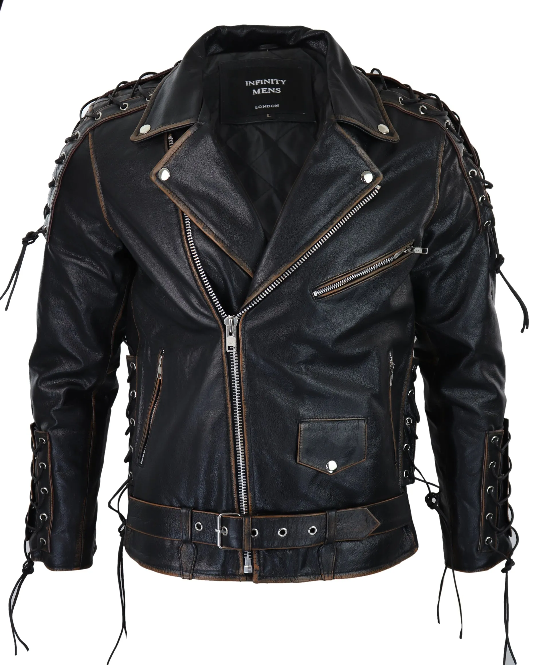 Cow Hide Leather Jacket Cross Zip Biker