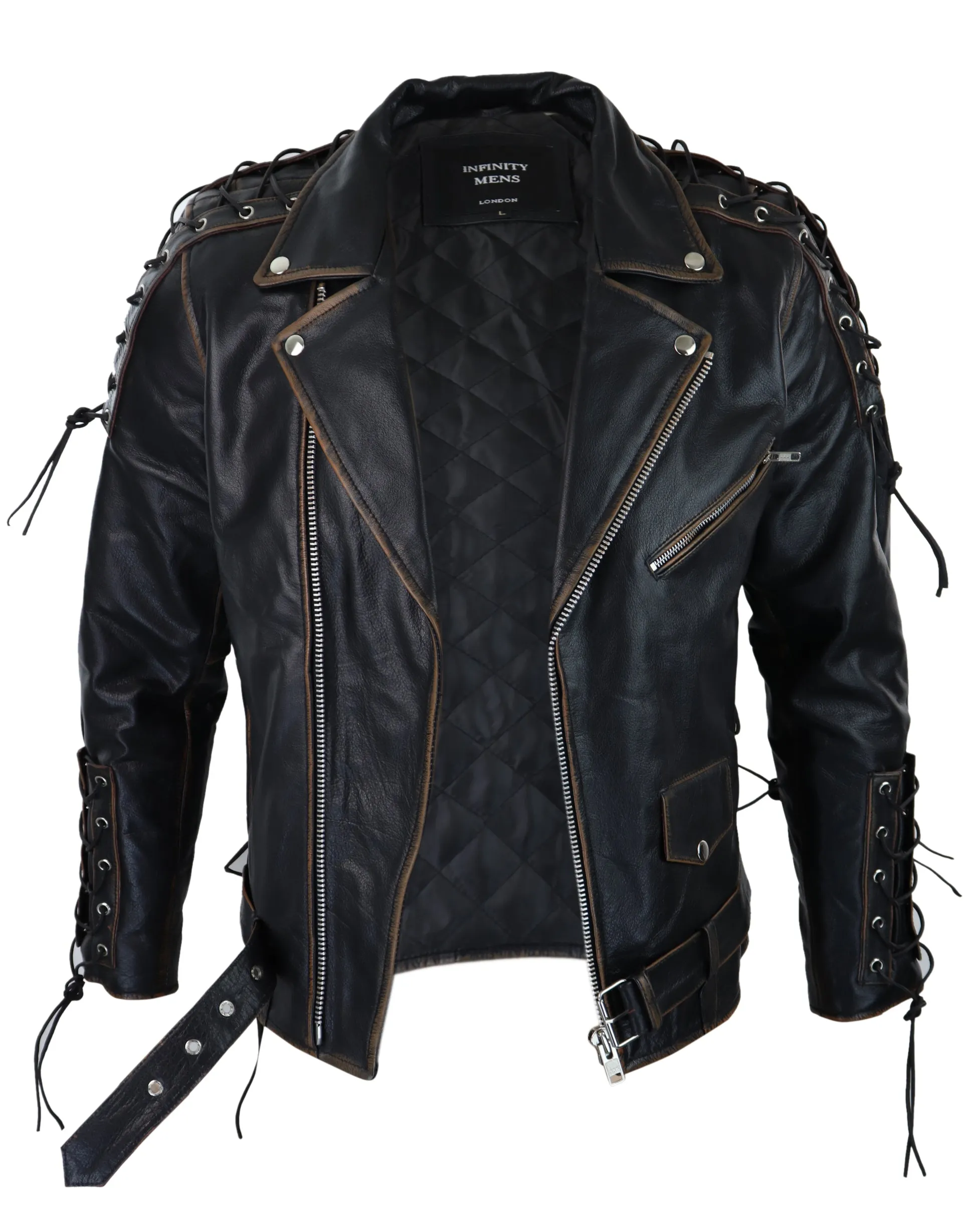 Cow Hide Leather Jacket Cross Zip Biker