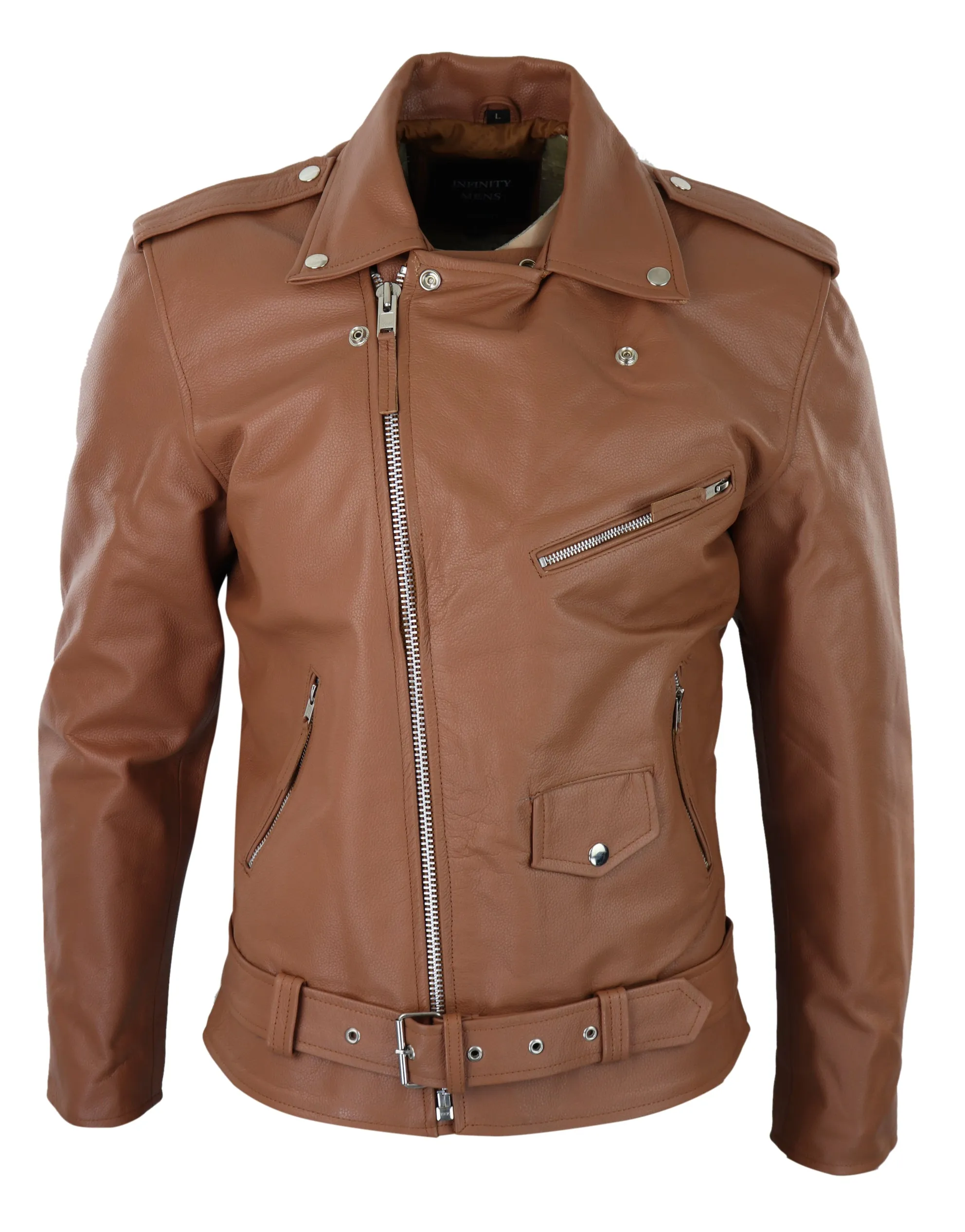 Cowhide Motorcycle Cross Zip Biker Jacket