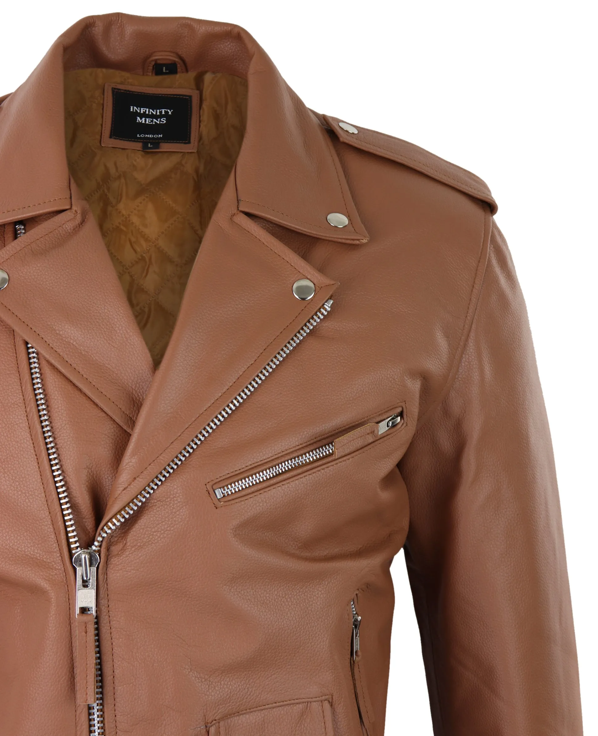 Cowhide Motorcycle Cross Zip Biker Jacket