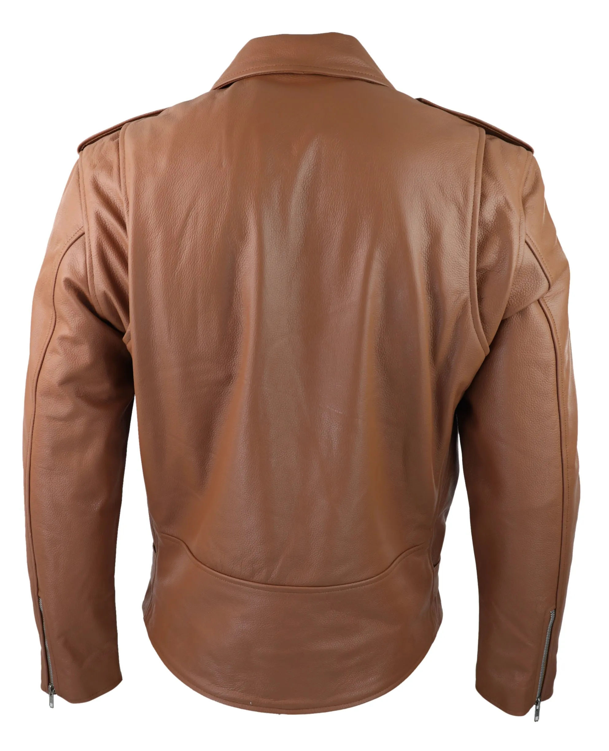 Cowhide Motorcycle Cross Zip Biker Jacket