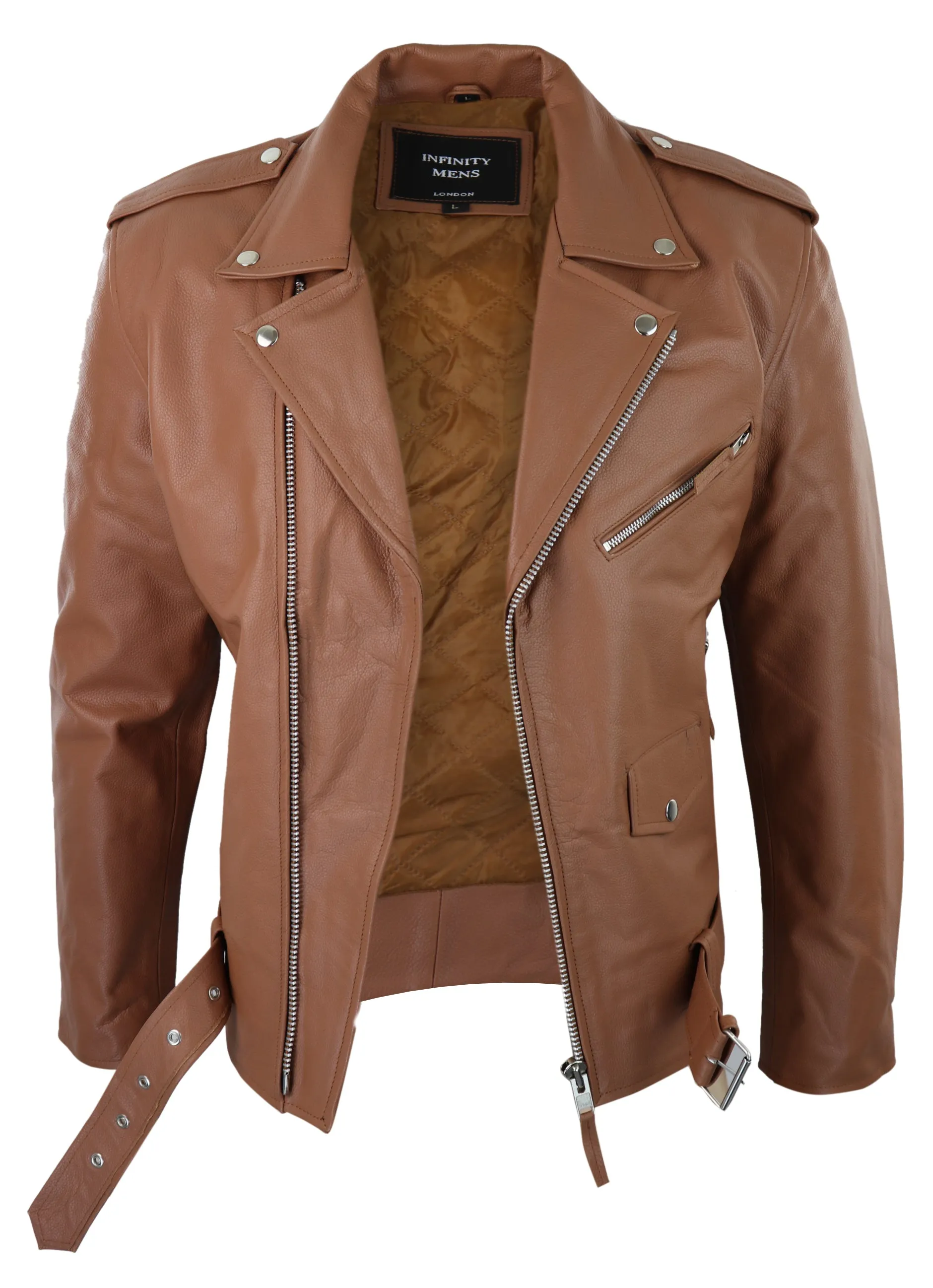 Cowhide Motorcycle Cross Zip Biker Jacket