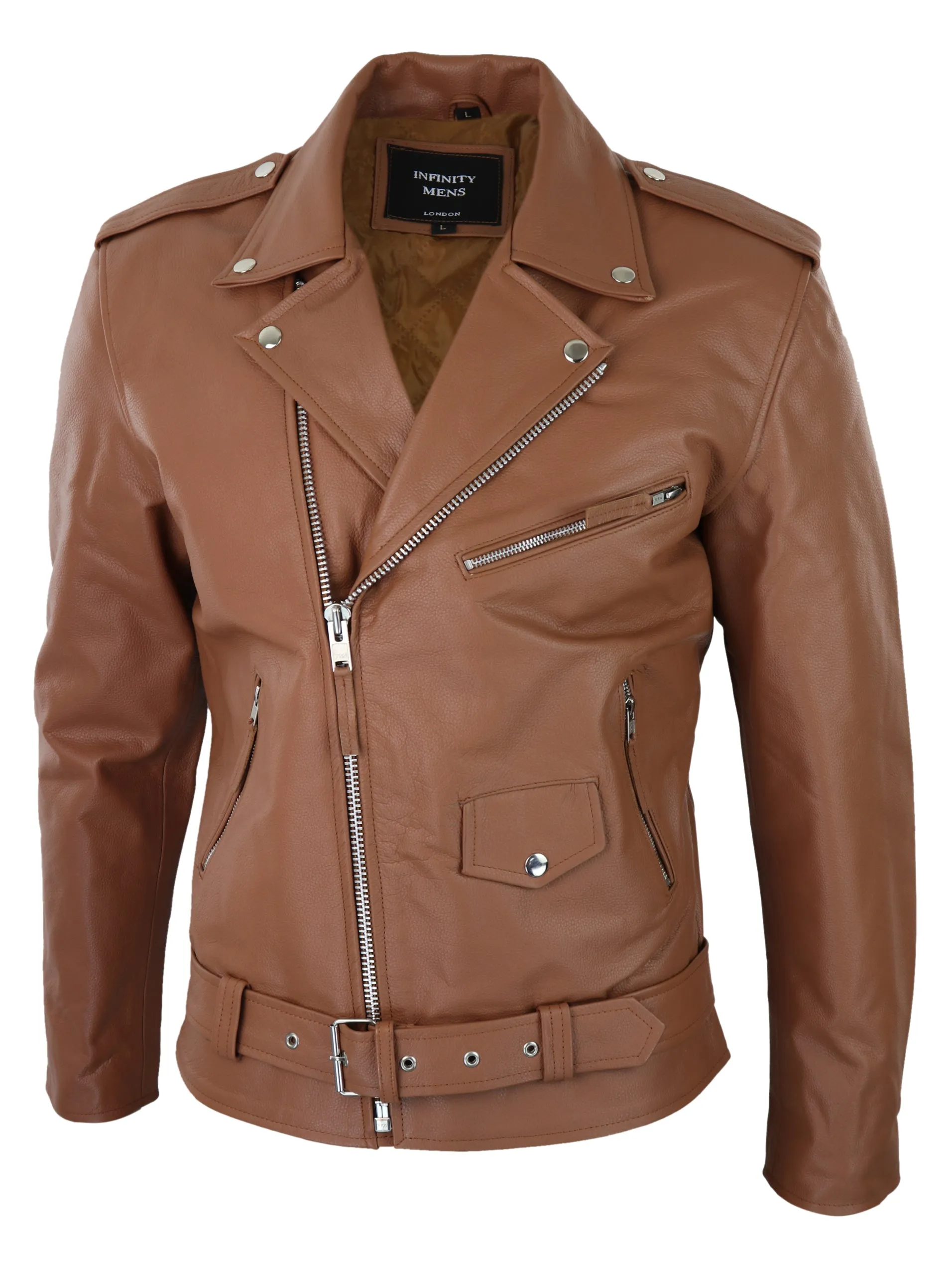 Cowhide Motorcycle Cross Zip Biker Jacket