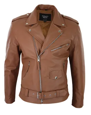 Cowhide Motorcycle Cross Zip Biker Jacket