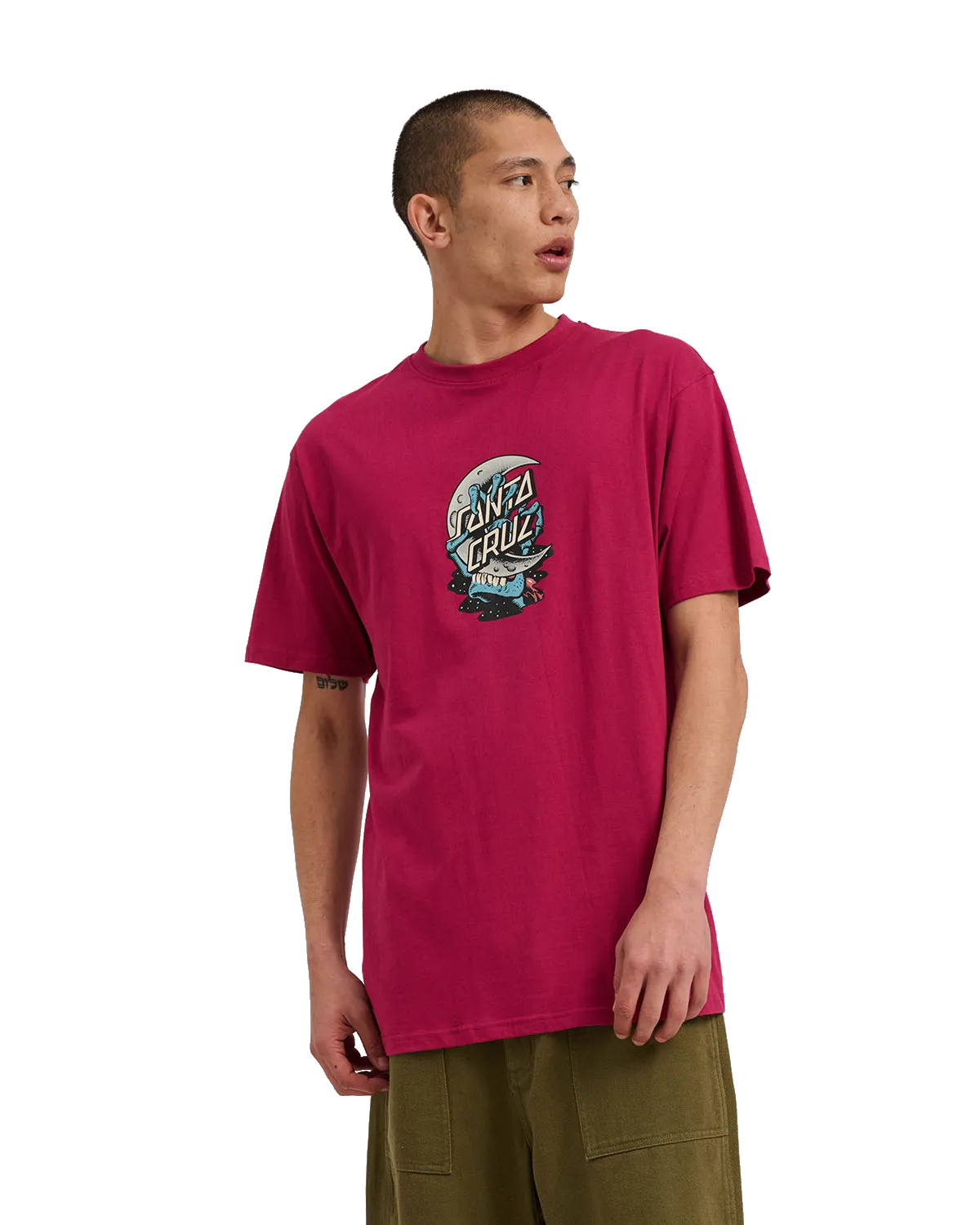 Crescent Bone Hand T-Shirt in Burgundy