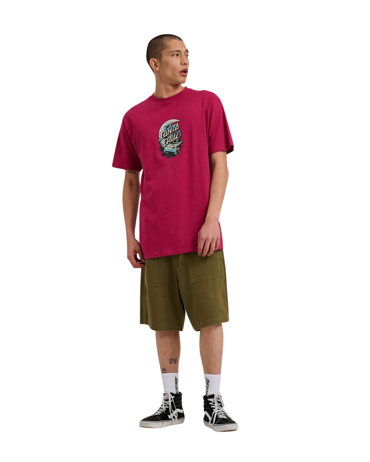 Crescent Bone Hand T-Shirt in Burgundy