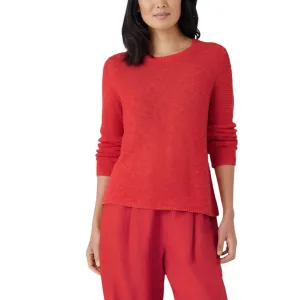 Crew Neck Cotton Sweater In Flame