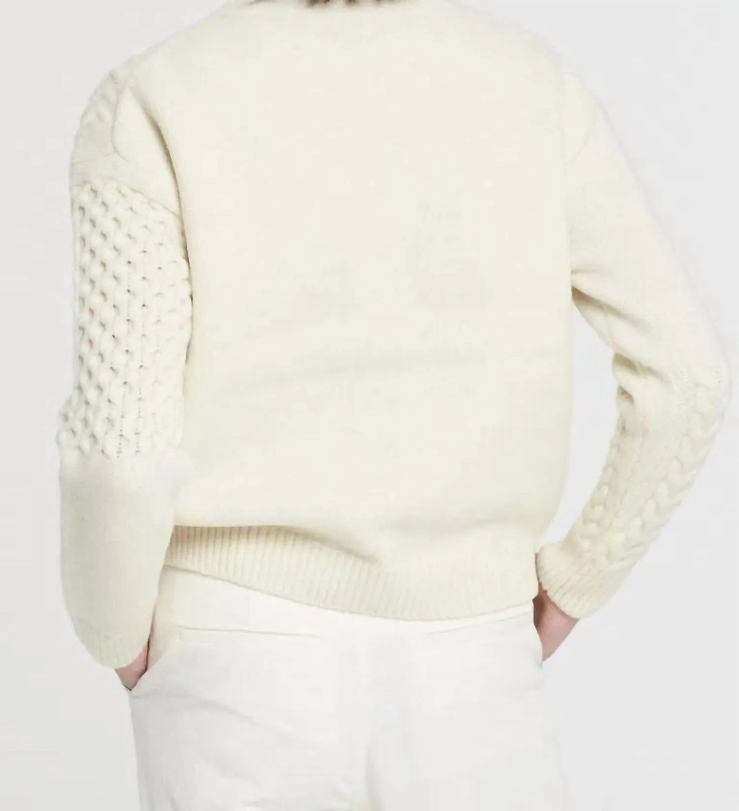 Crewneck With Patchwork Pattern In Butter