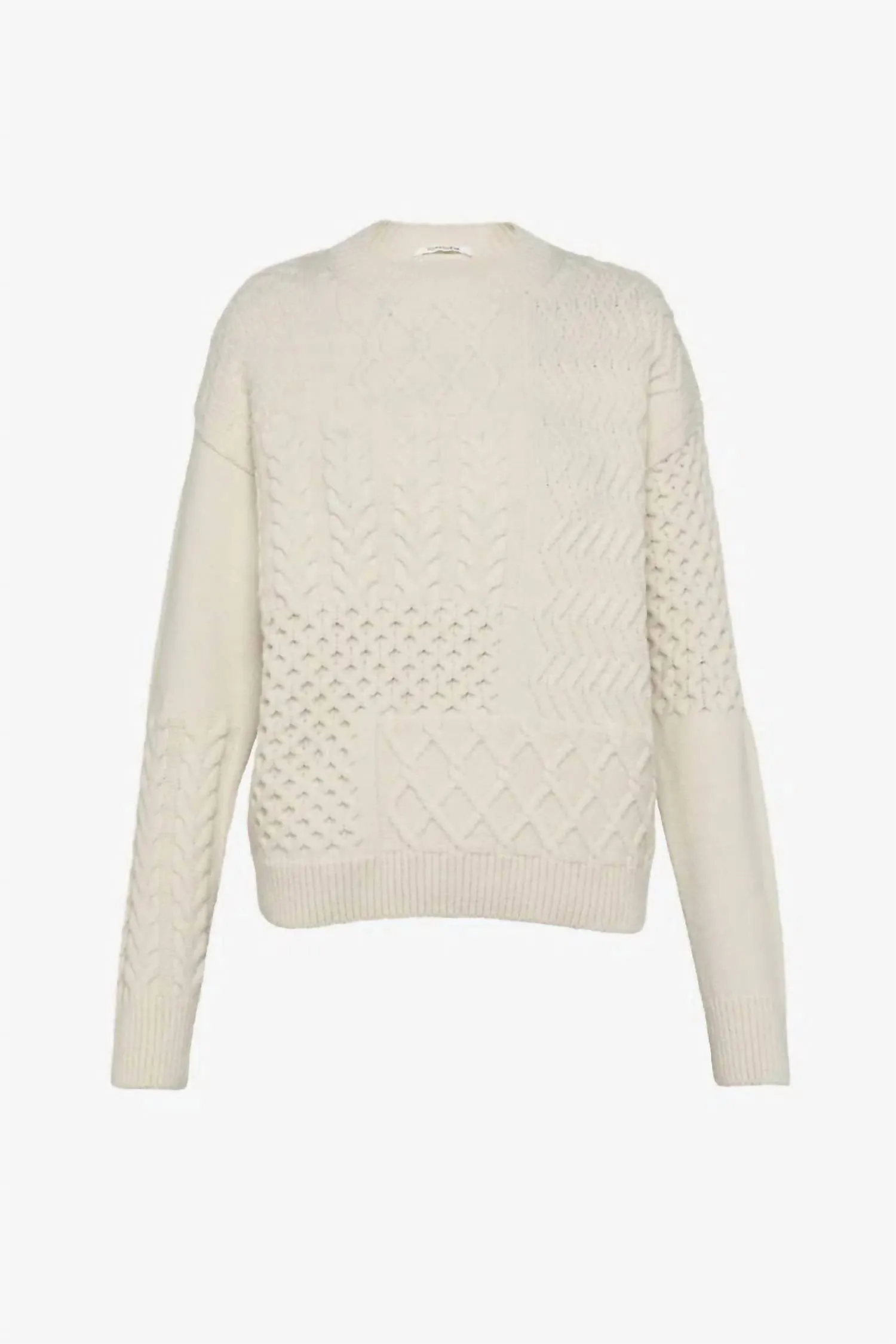 Crewneck With Patchwork Pattern In Butter