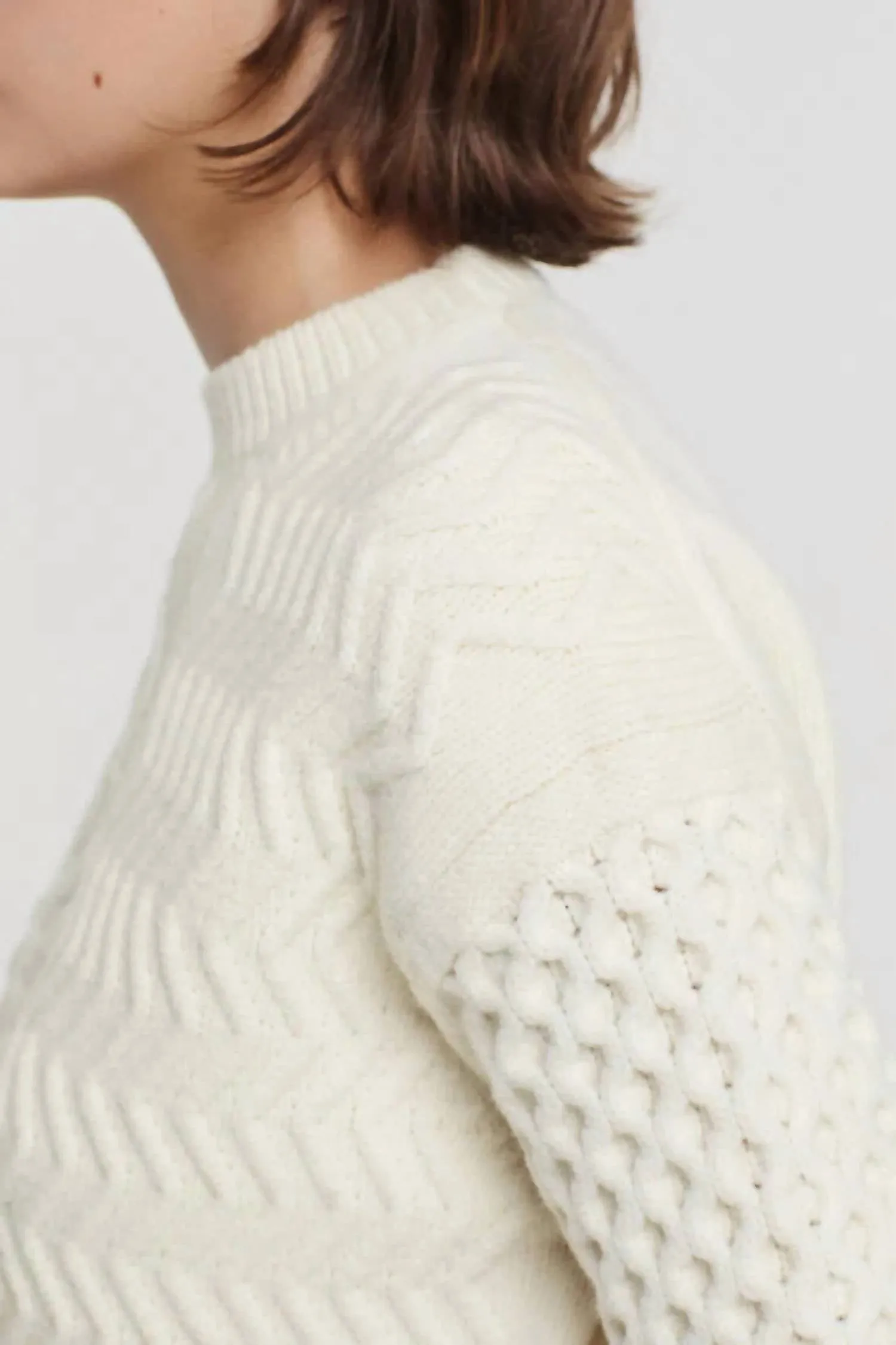 Crewneck With Patchwork Pattern In Butter