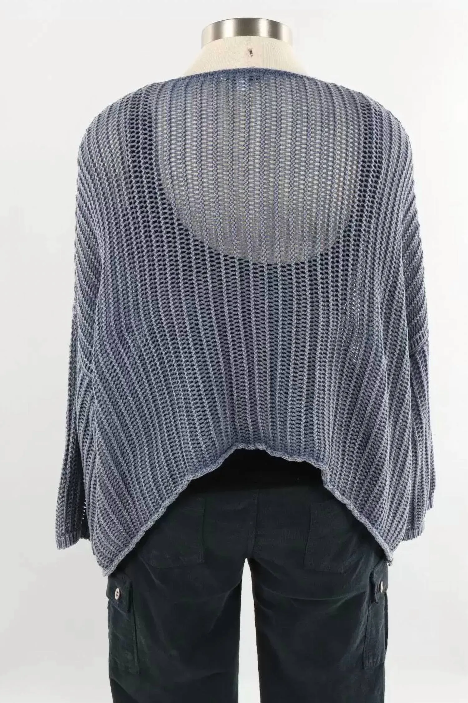 Crochet Knit Sweater In Ocean