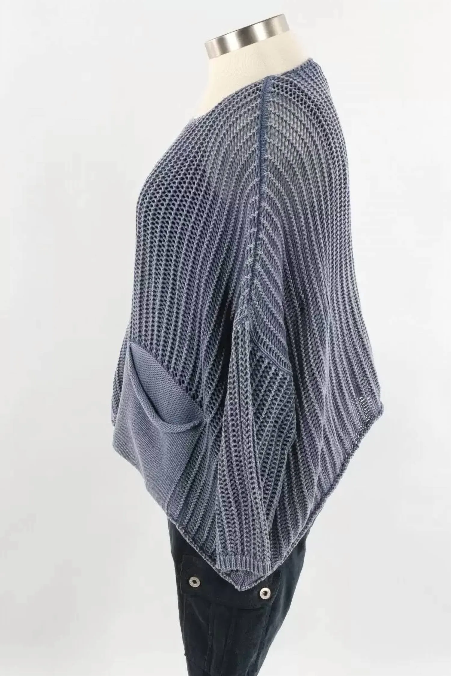 Crochet Knit Sweater In Ocean