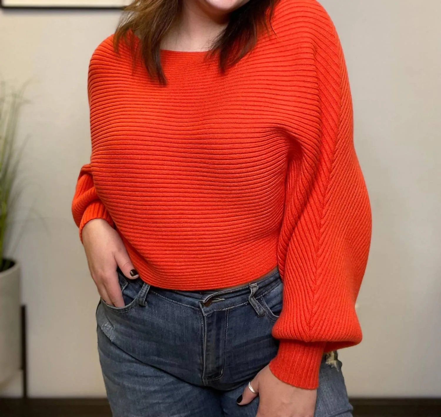 Cropped Sweater In Orange