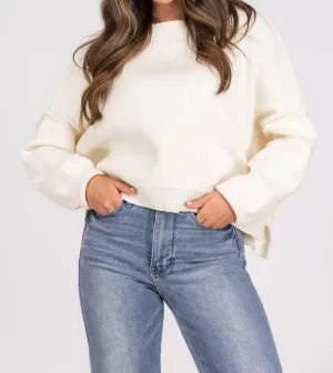 Cuddly Classic Cropped Sweater In Cream