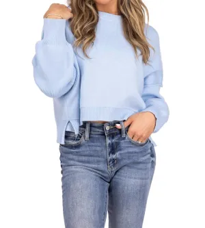 Cuddly Classic Cropped Sweater In Sky