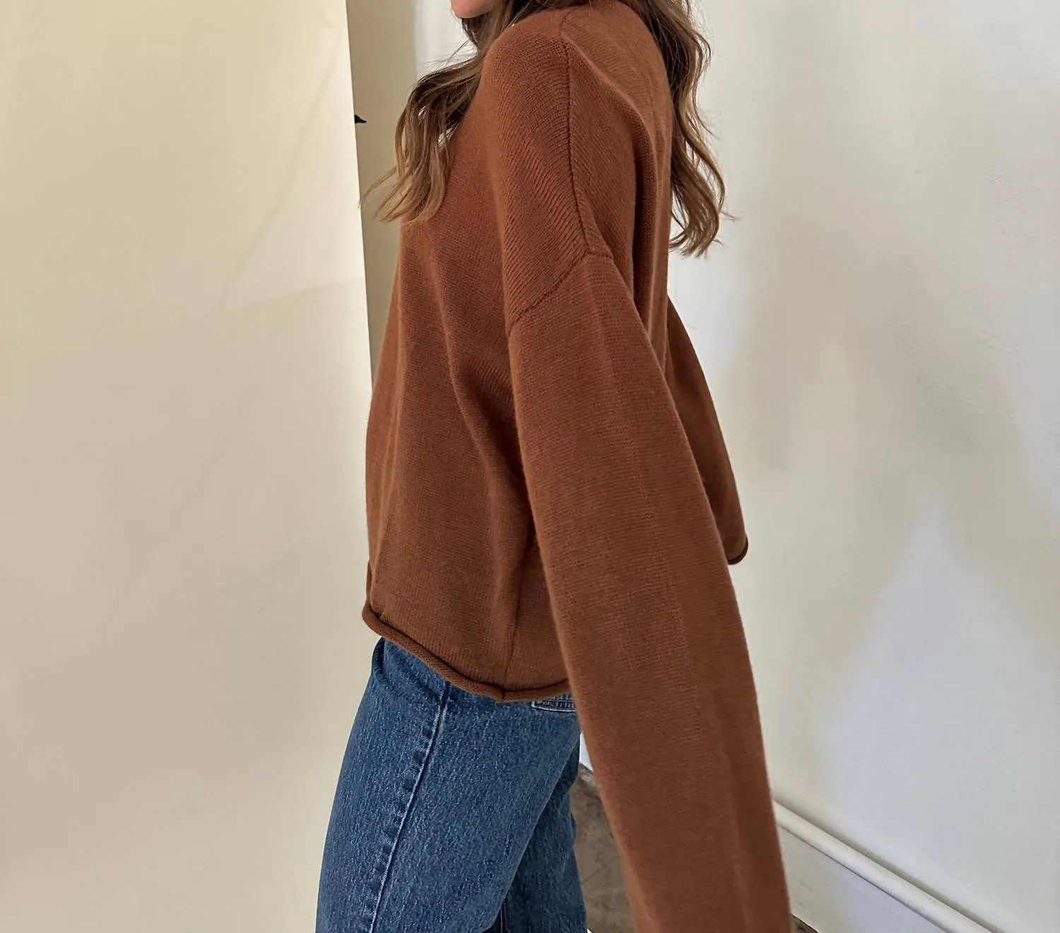 Dallas Wool Blend Pullover Sweater In Mocha