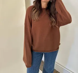 Dallas Wool Blend Pullover Sweater In Mocha