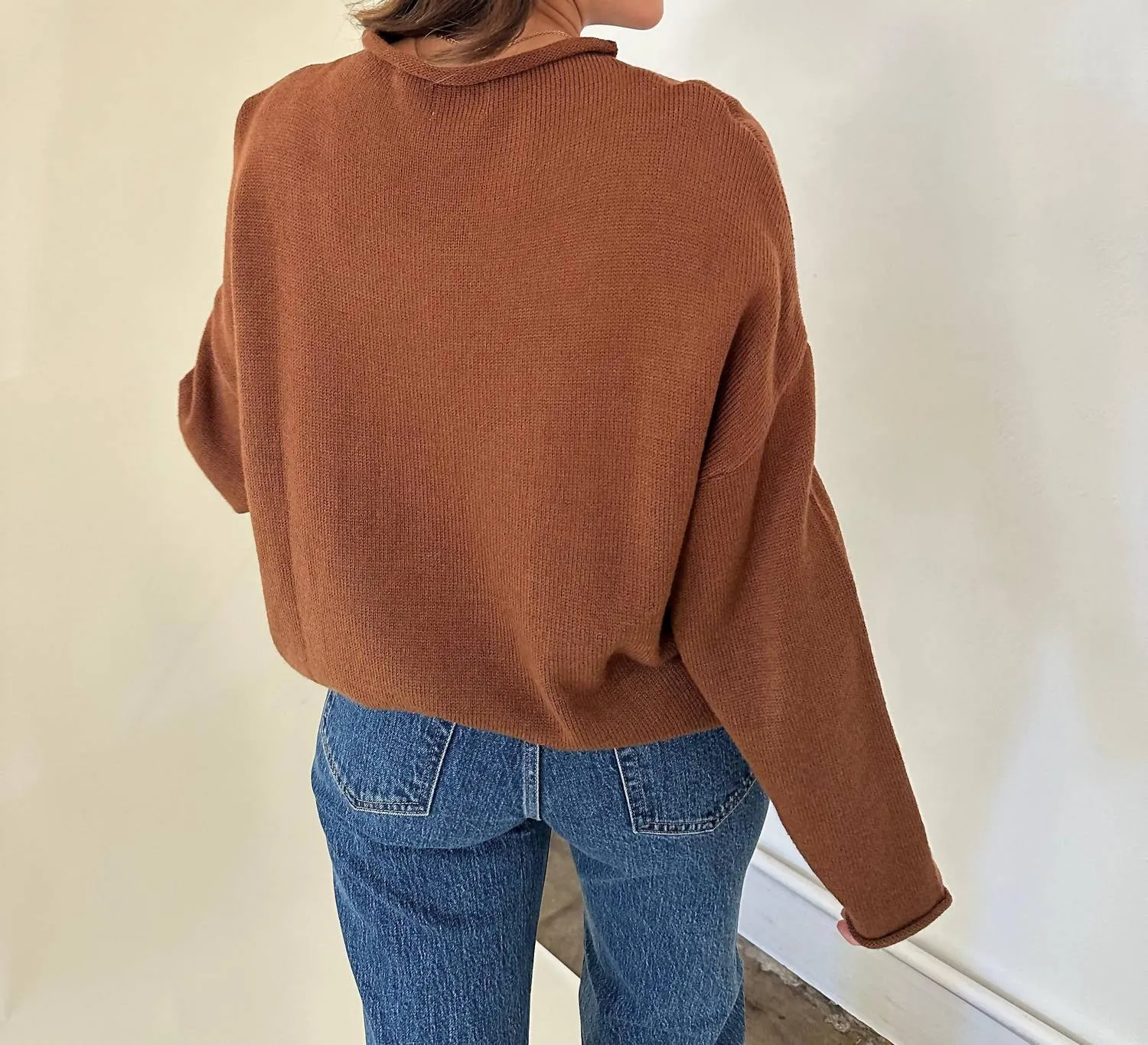 Dallas Wool Blend Pullover Sweater In Mocha