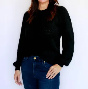 Danica Scalloped Sweater In Black