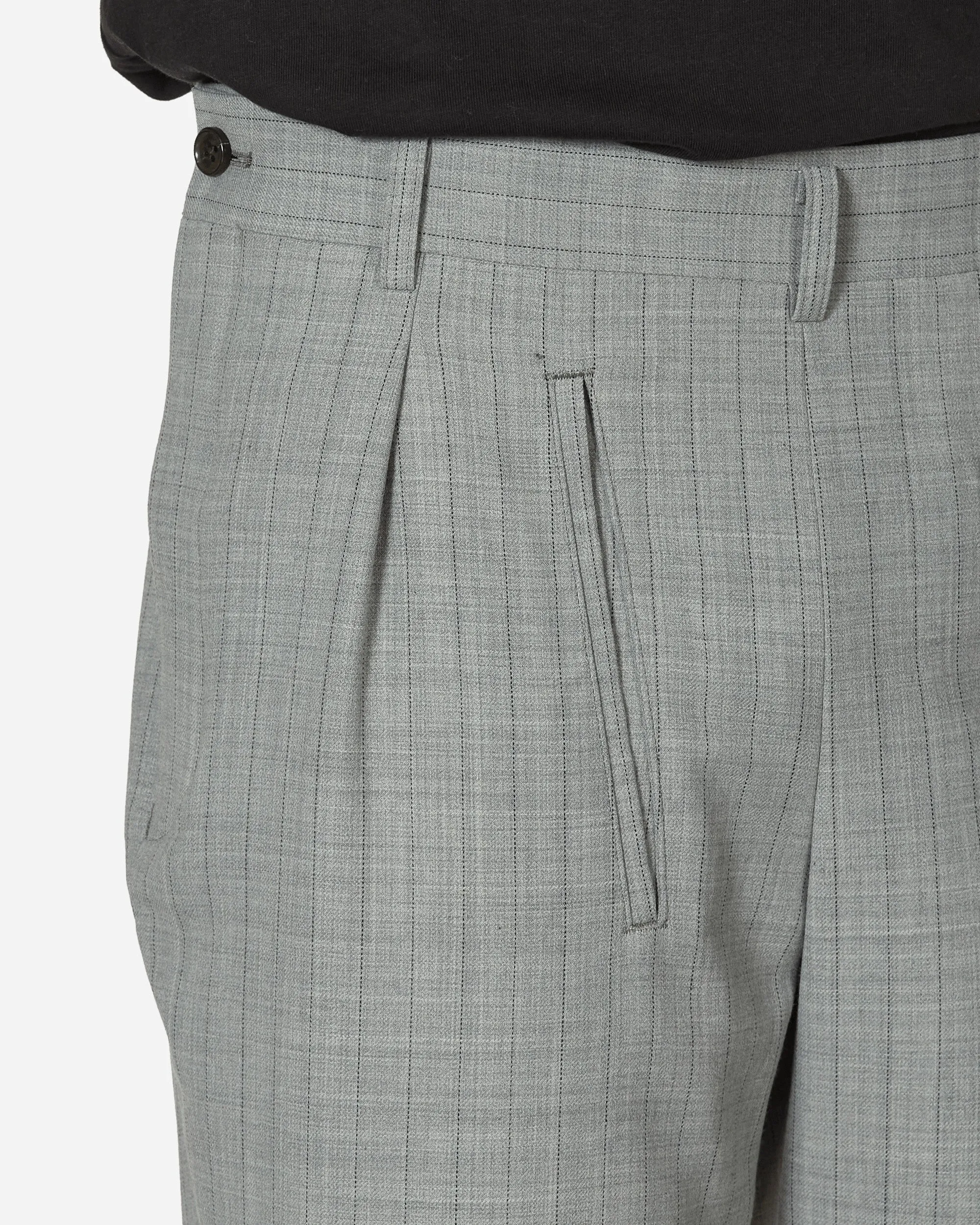 Deconstructed Checked Wool Trousers Grey
