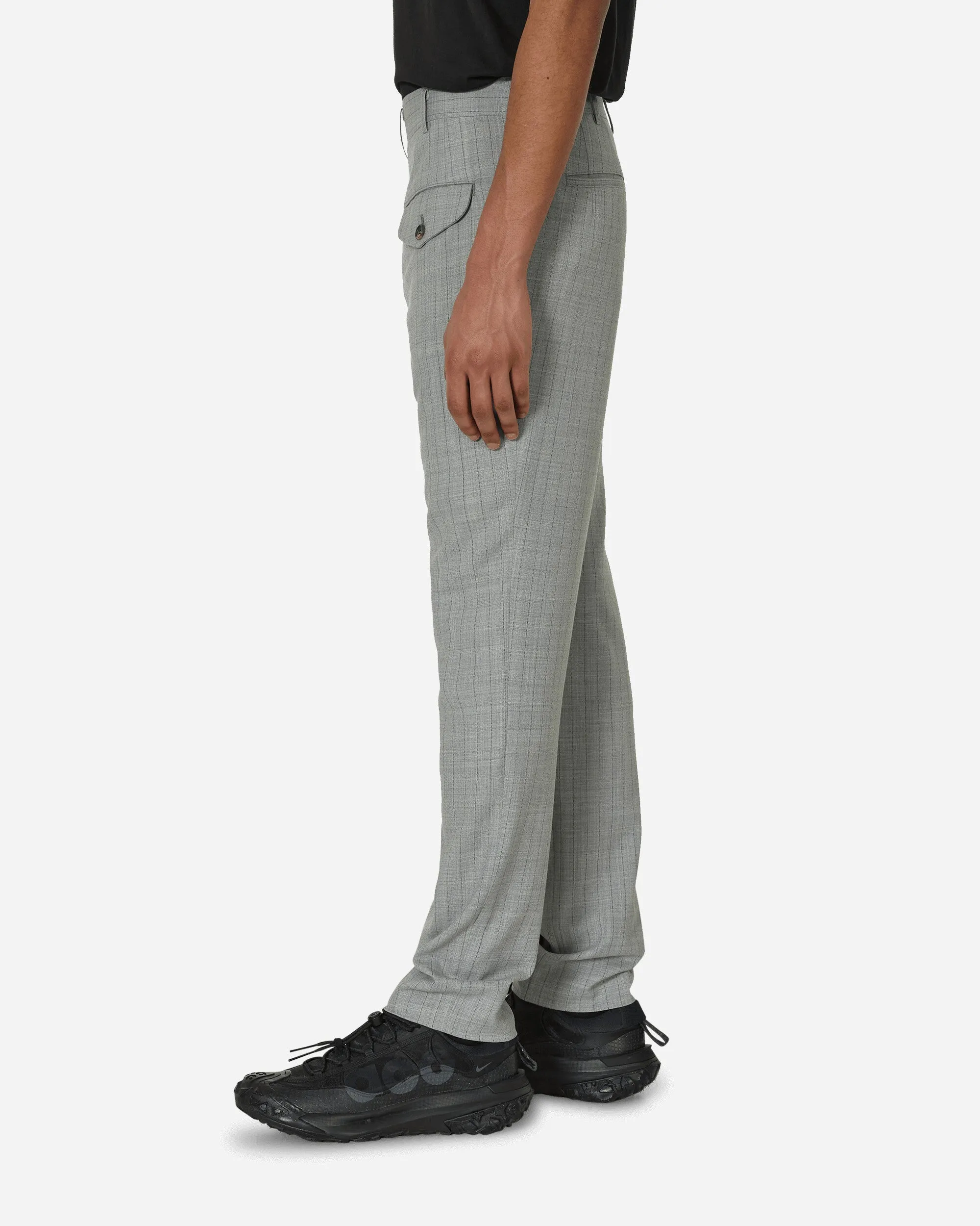 Deconstructed Checked Wool Trousers Grey