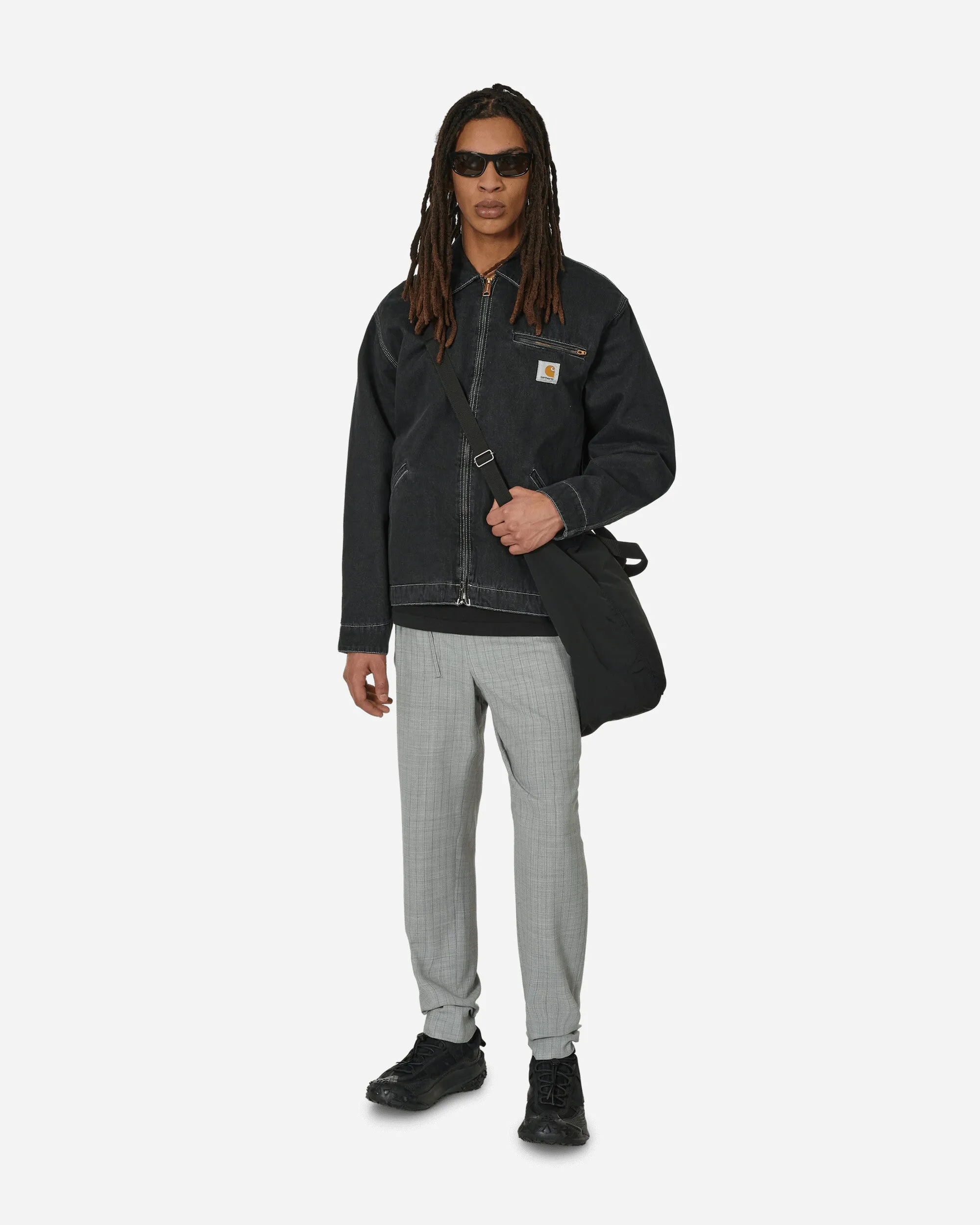 Deconstructed Checked Wool Trousers Grey