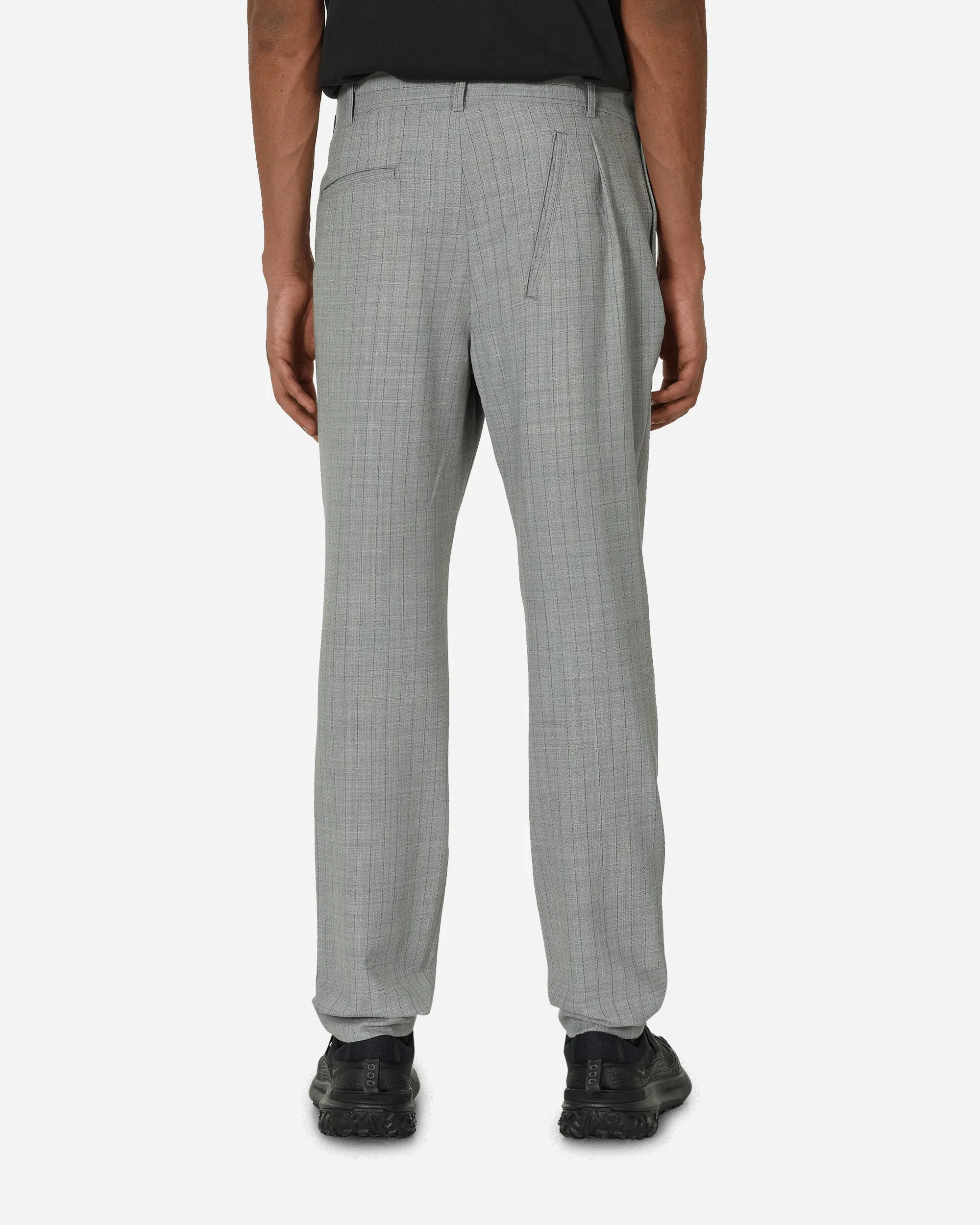 Deconstructed Checked Wool Trousers Grey