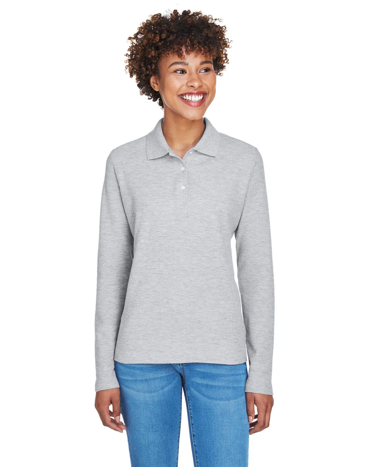 Devon & Jones D110W Ladies' Pima Piqu Long-Sleeve Polo