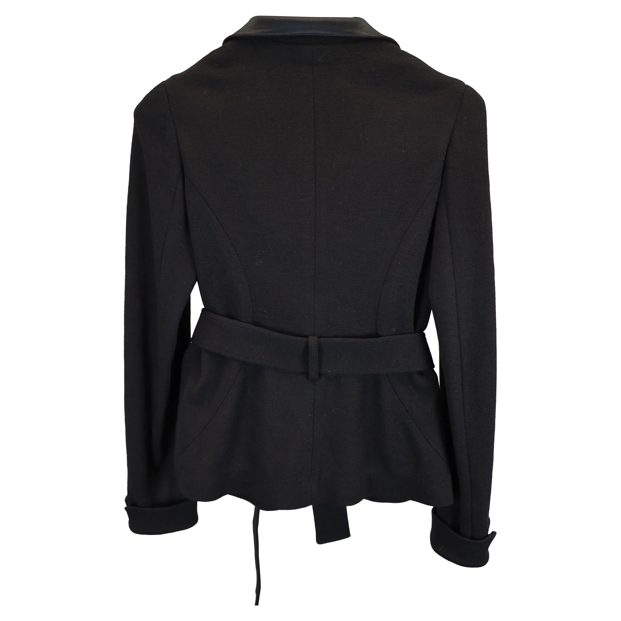 Diane Van Furstenberg Tie-Waist Double-Breasted Blazer in Black Wool