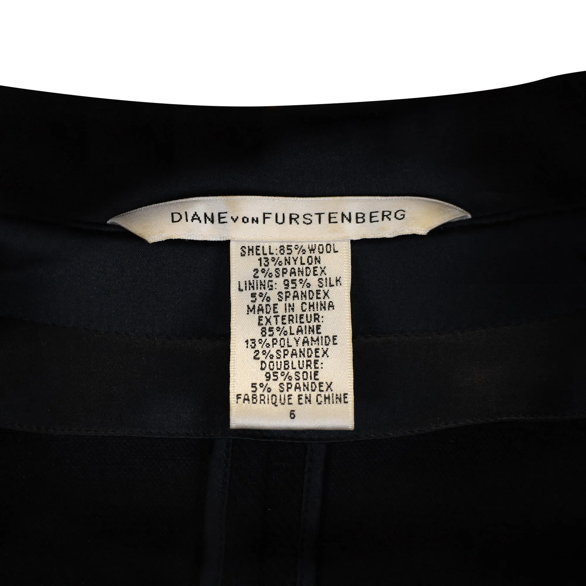 Diane Van Furstenberg Tie-Waist Double-Breasted Blazer in Black Wool