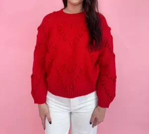 Dottie Heart Sweater In Red