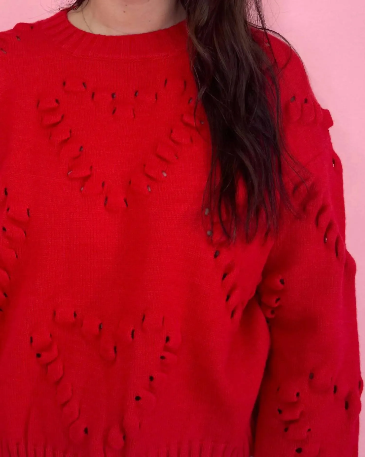Dottie Heart Sweater In Red