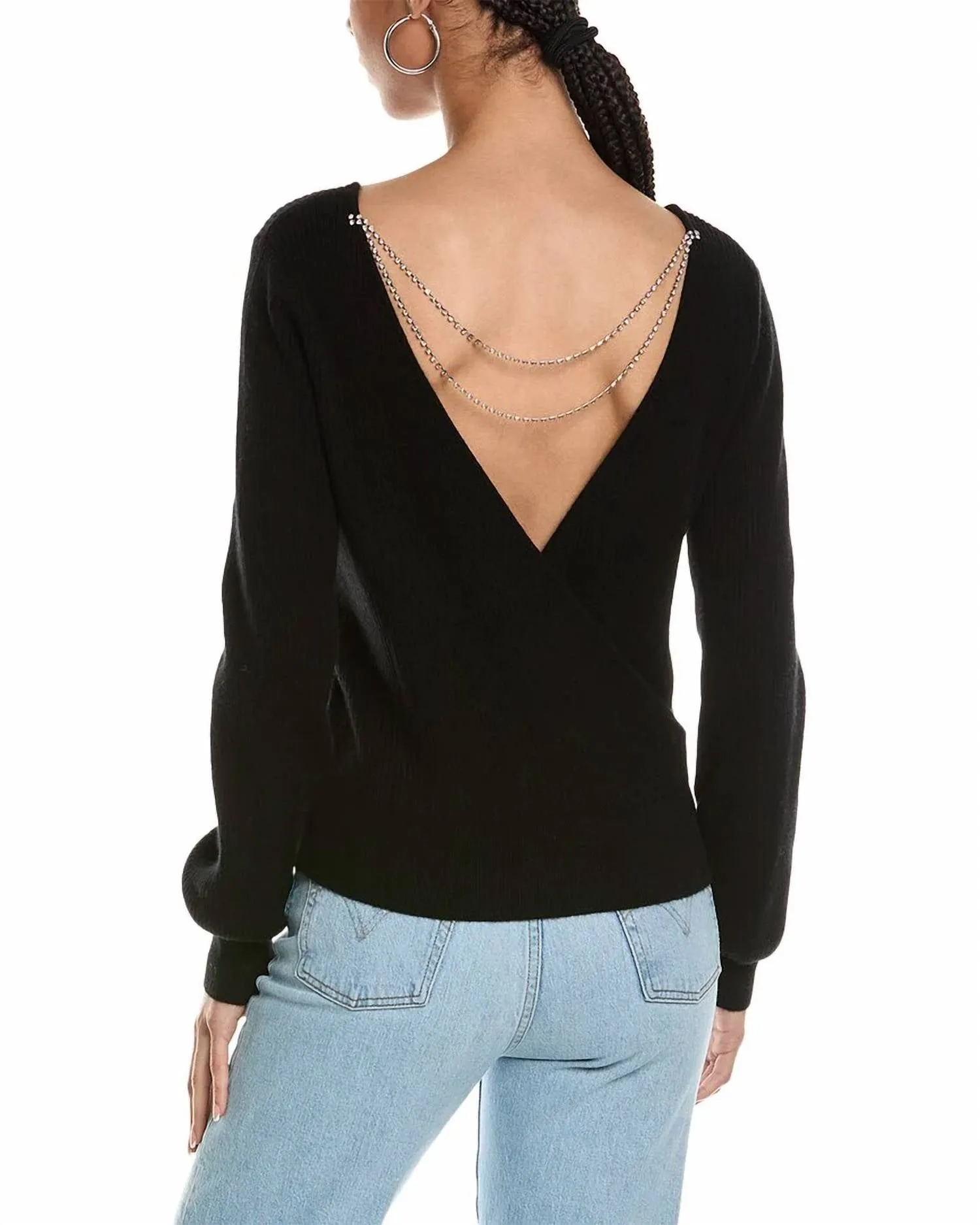 Dulce Diamond Wrap Back Top In Black