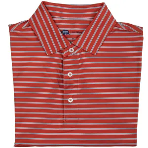 Eagle Stripe Performance Polo - Salsa/Smoke Blue