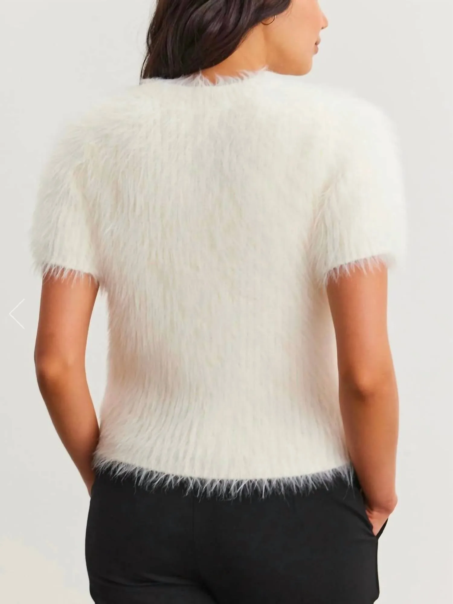 Eila Feather Fuzzy Sweater In Milk