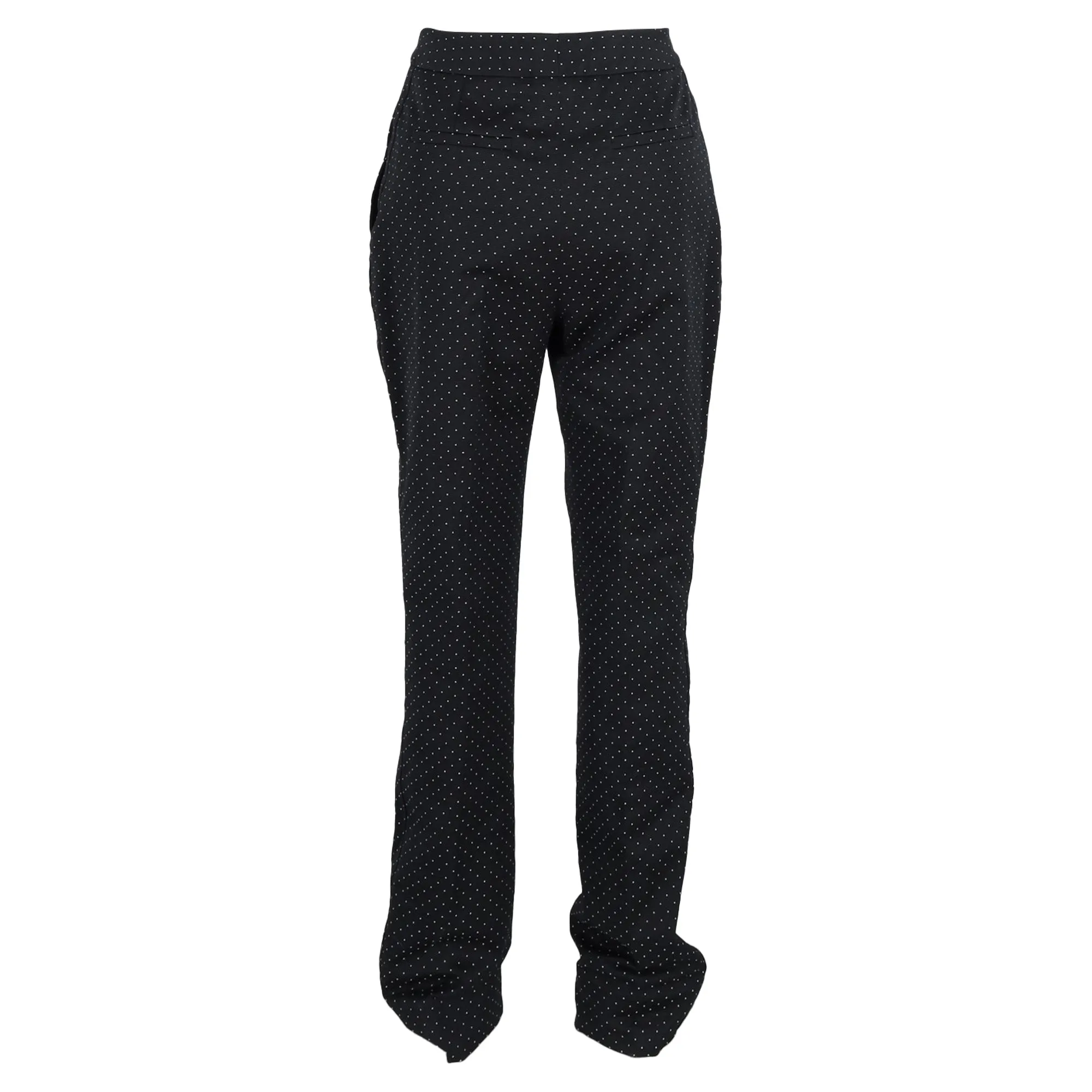 Erdem Polka Dot Print High-Waisted Wide-Leg Trousers in Black Wool