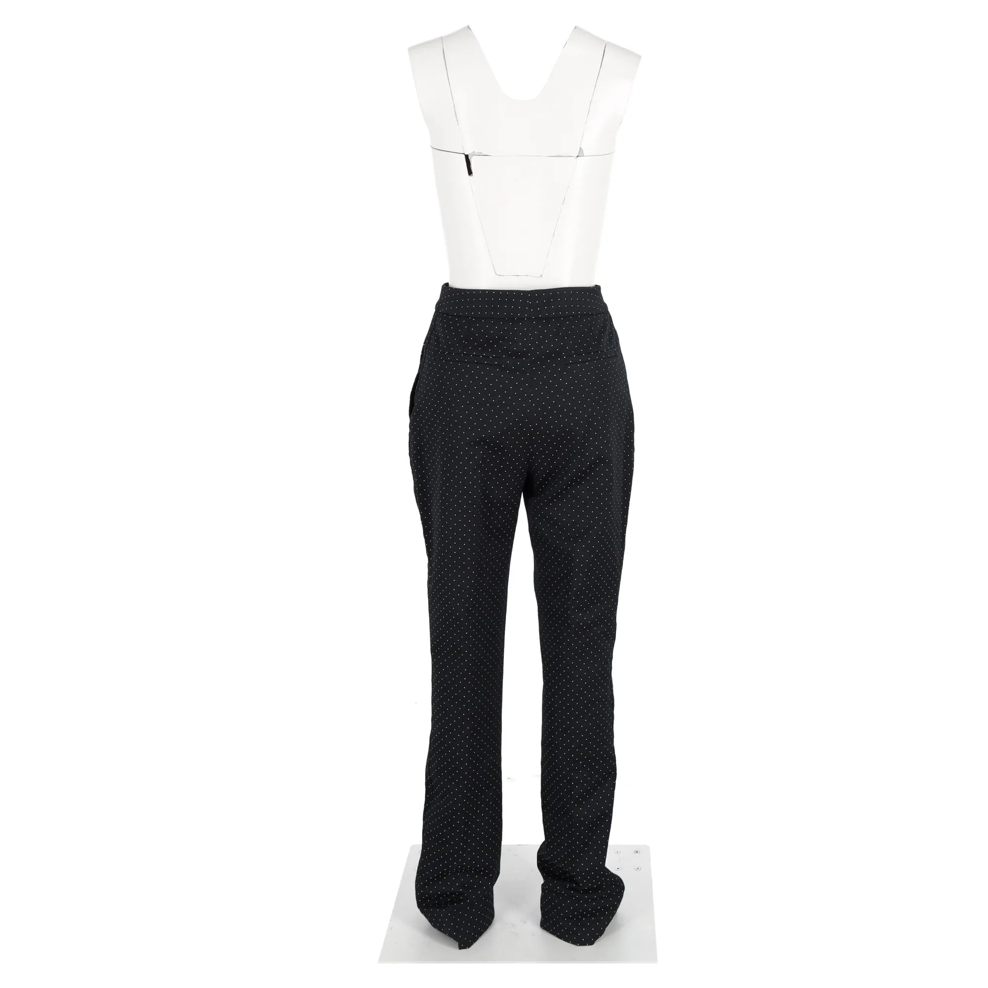 Erdem Polka Dot Print High-Waisted Wide-Leg Trousers in Black Wool
