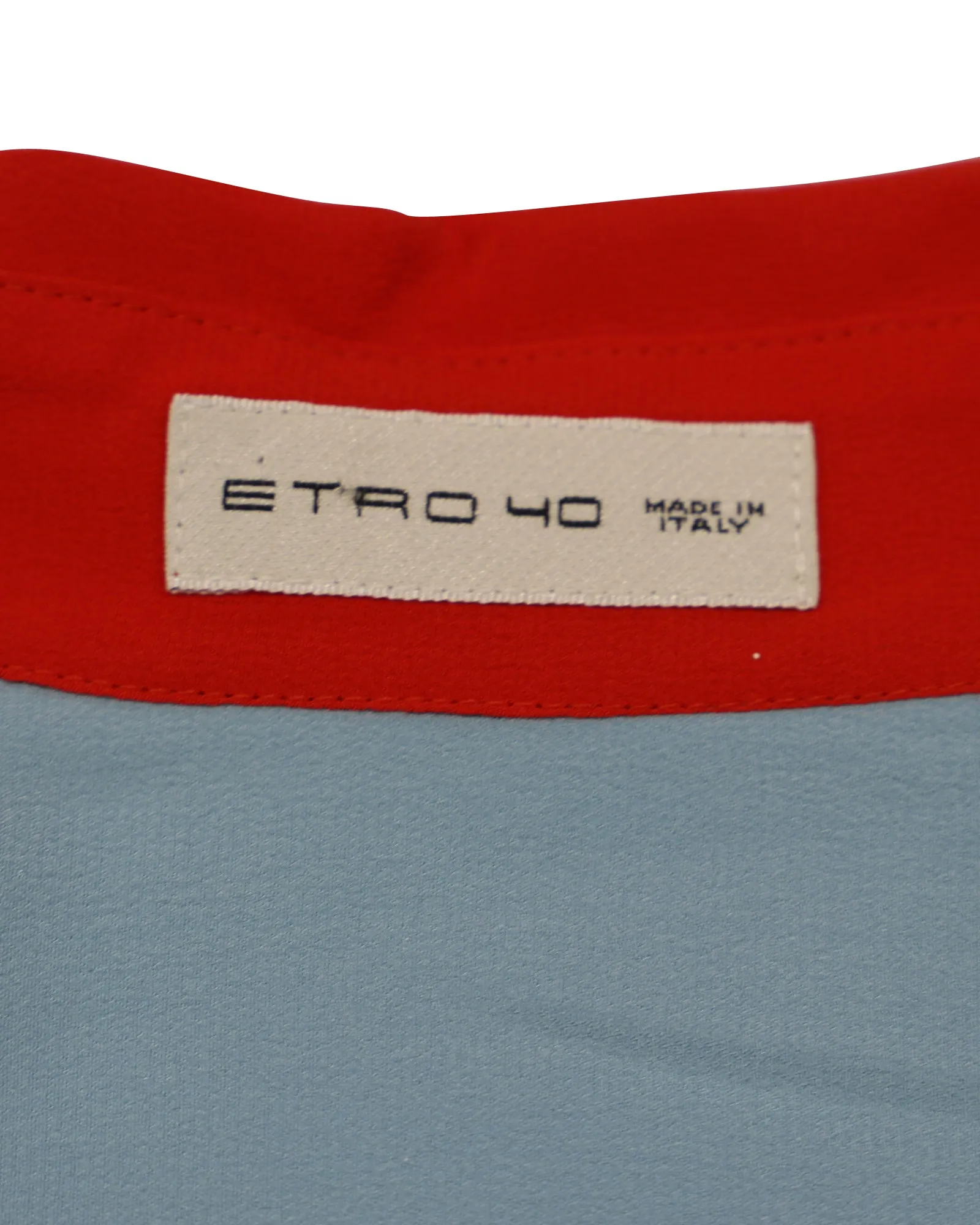Etro Button Down Shirt with Red Accents in Blue Silk