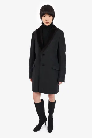 Etro Grey Cashmere Shearling Collar Coat Size 52 Mens