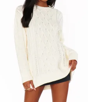 Every Day Cable Knit Sweater In Cream