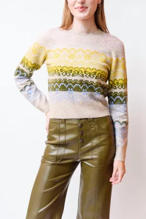 Fair Isle Pullover In Oatmeal/multi