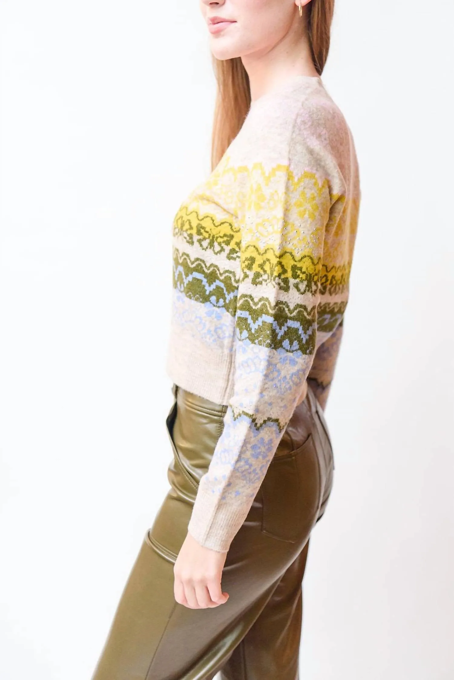 Fair Isle Pullover In Oatmeal/multi