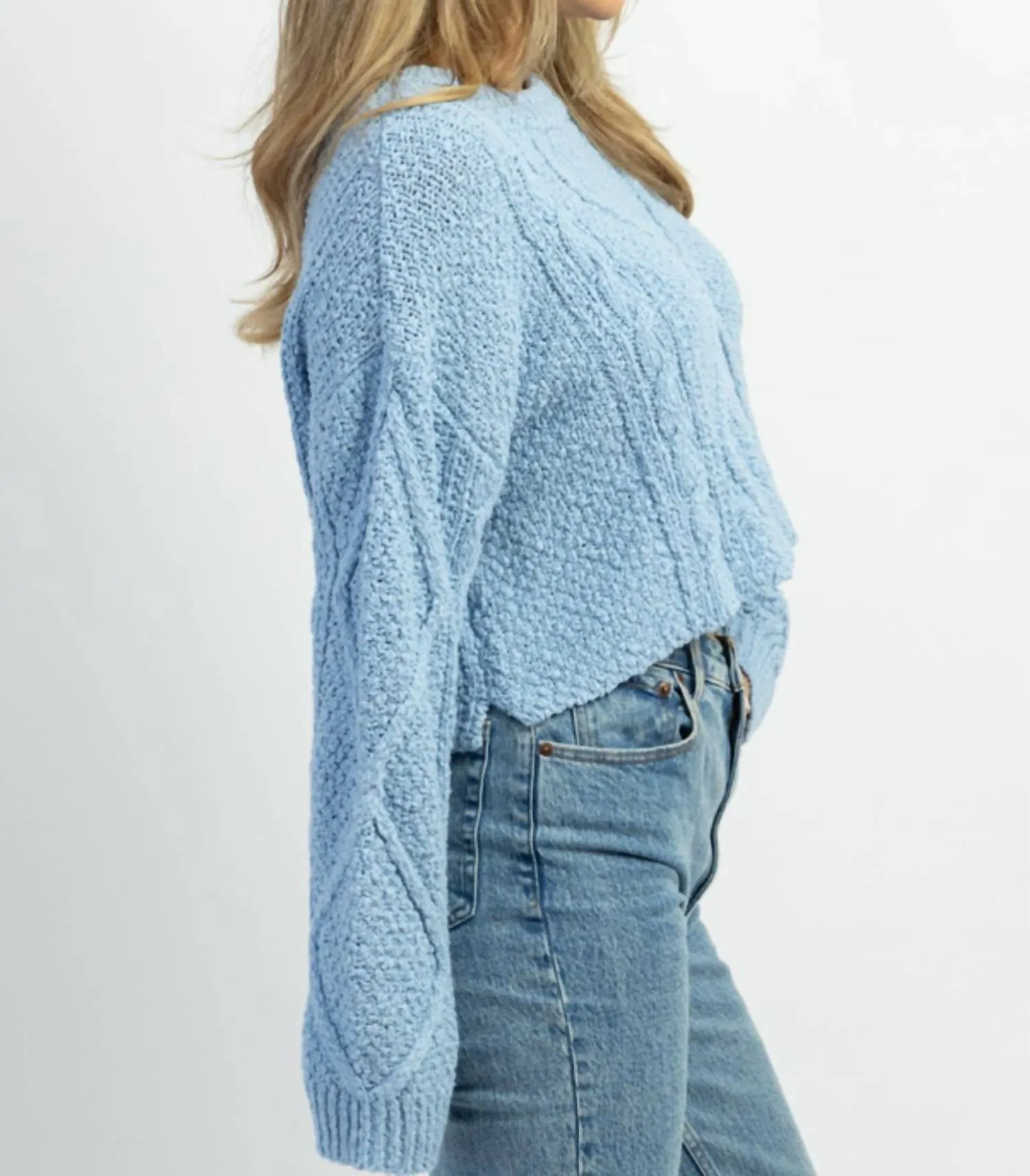 Fairytale Cableknit Sweater In Baby Blue