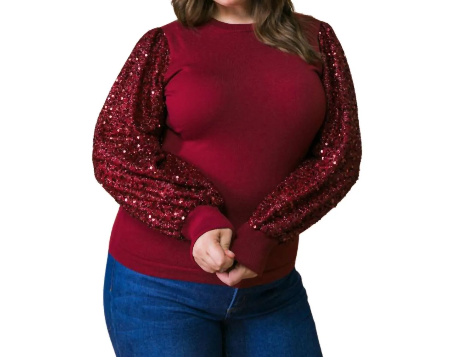 Feeling The Fun Sweater Top In Burgundy
