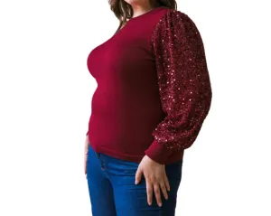 Feeling The Fun Sweater Top In Burgundy