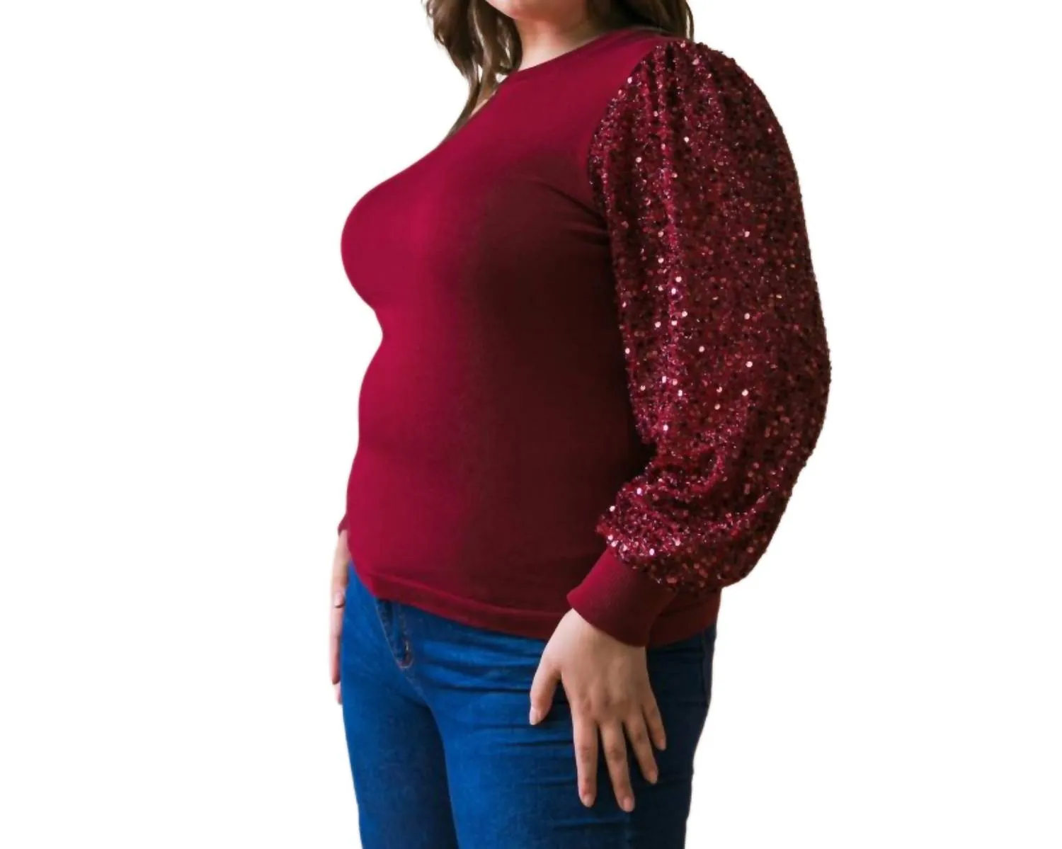 Feeling The Fun Sweater Top In Burgundy