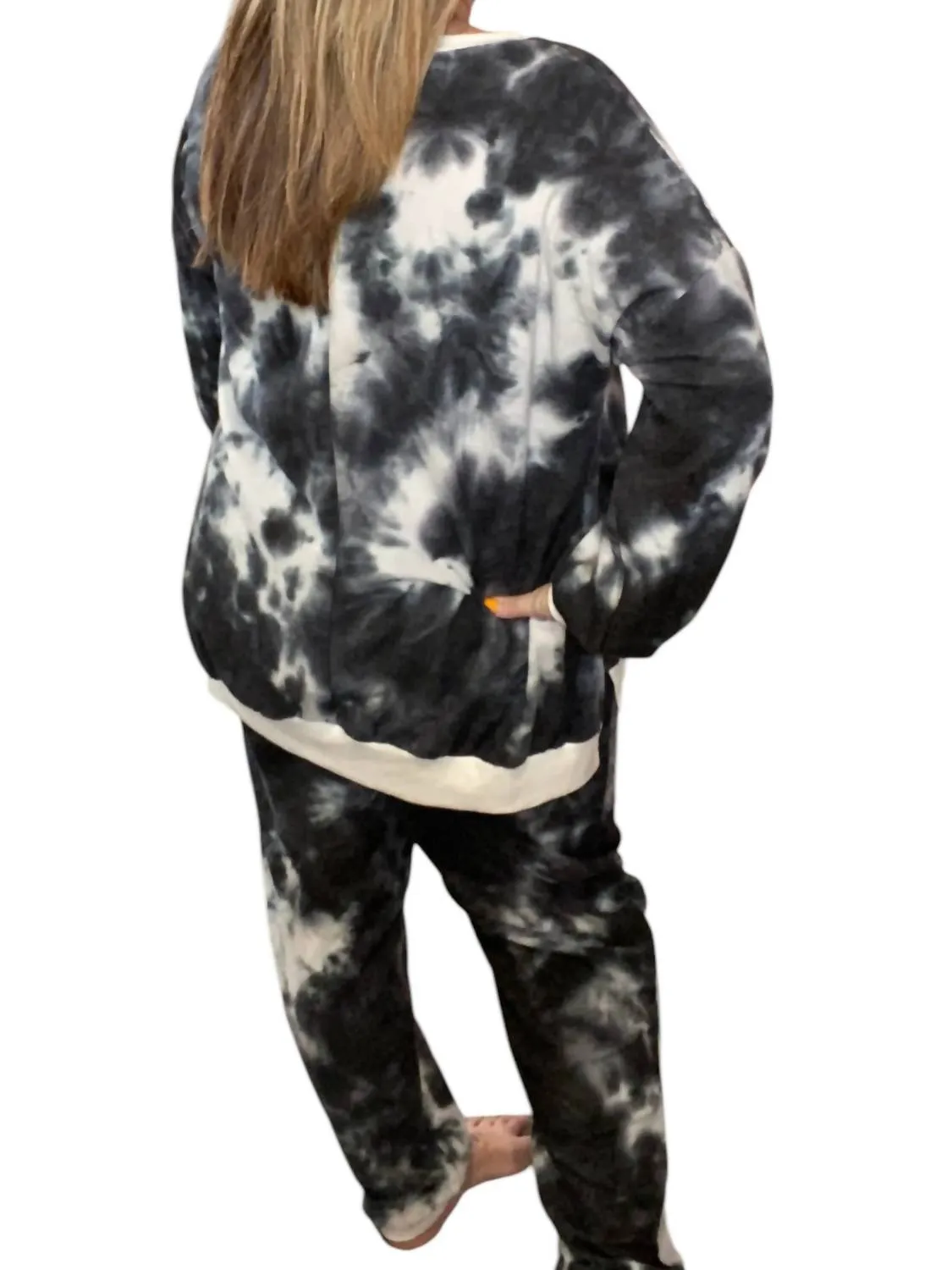 Fleece Lounge Set In Black/white