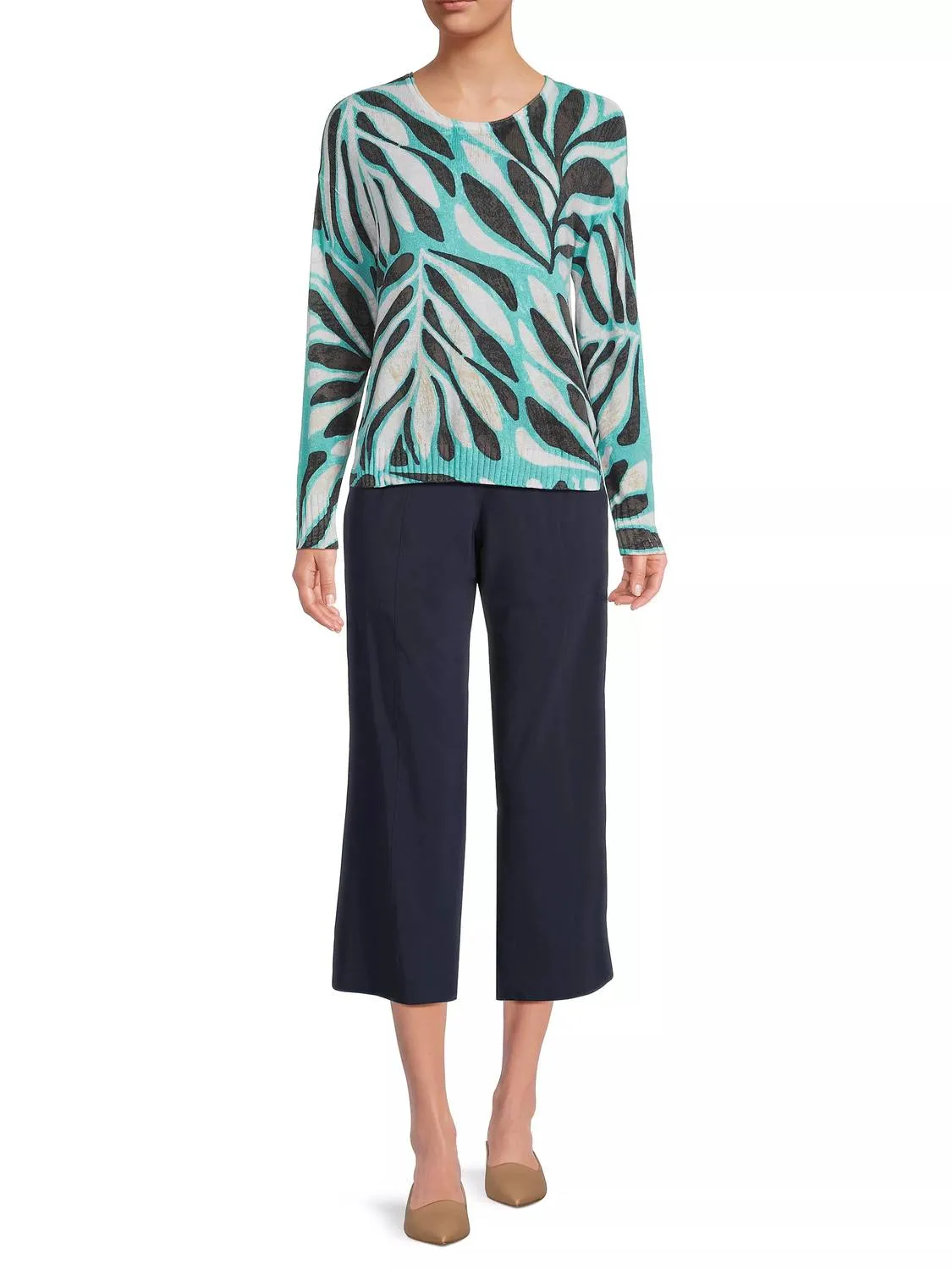 Flora Grid Supersoft Sweater In Aqua Multi