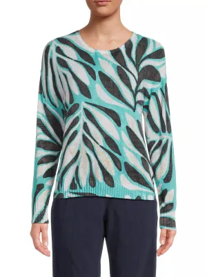 Flora Grid Supersoft Sweater In Aqua Multi