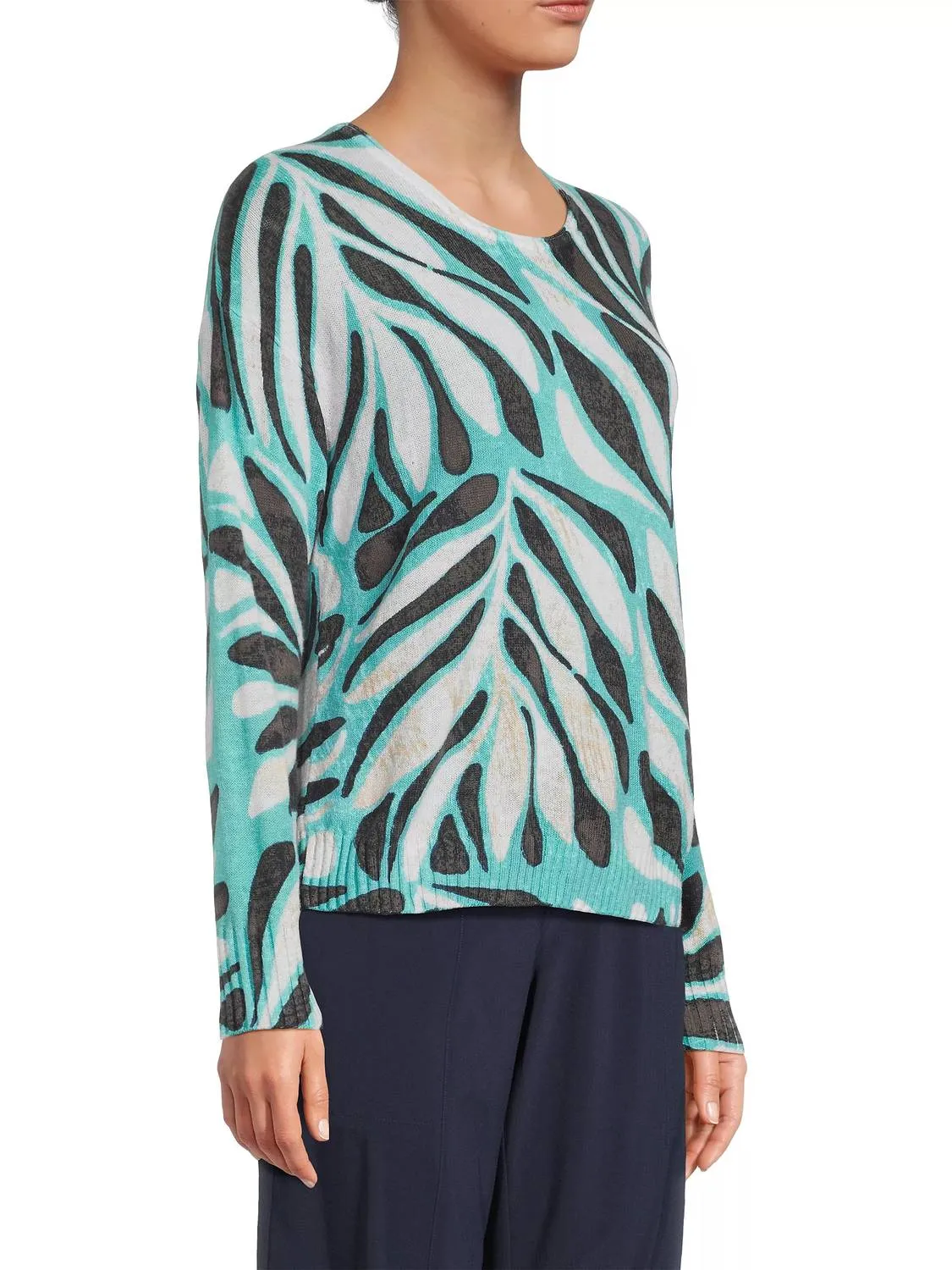 Flora Grid Supersoft Sweater In Aqua Multi